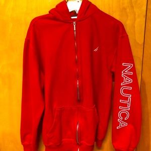 Nautica Boys Red Hoodie Zip Up Jacket Size 18/20